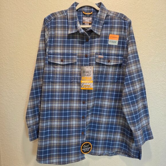 Ariat NWT Women's 2X Rebar Work Wear Flannel Long Sleeved Button Up - Picture 1 of 9